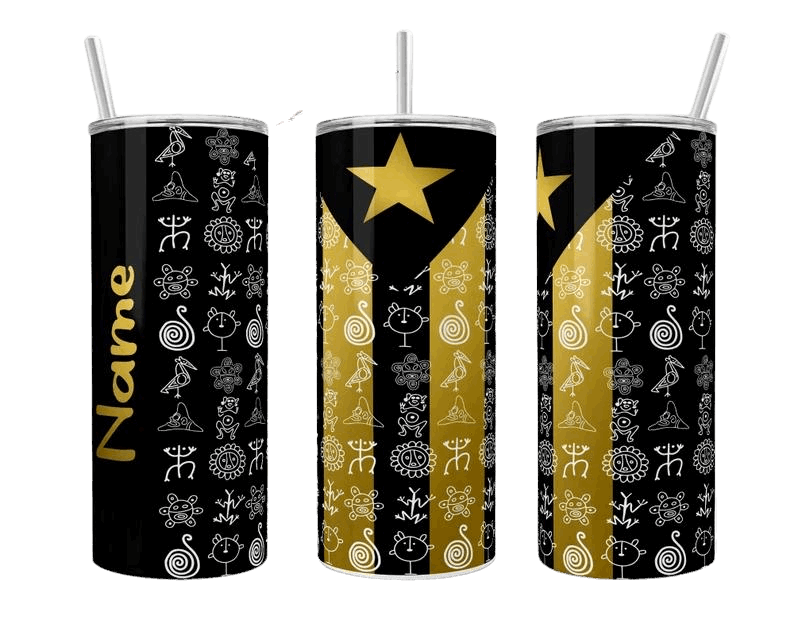 Puerto Rico Flag Black, Gold Handmade Mug