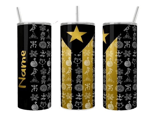 Puerto Rico Flag Black, Gold Handmade Mug